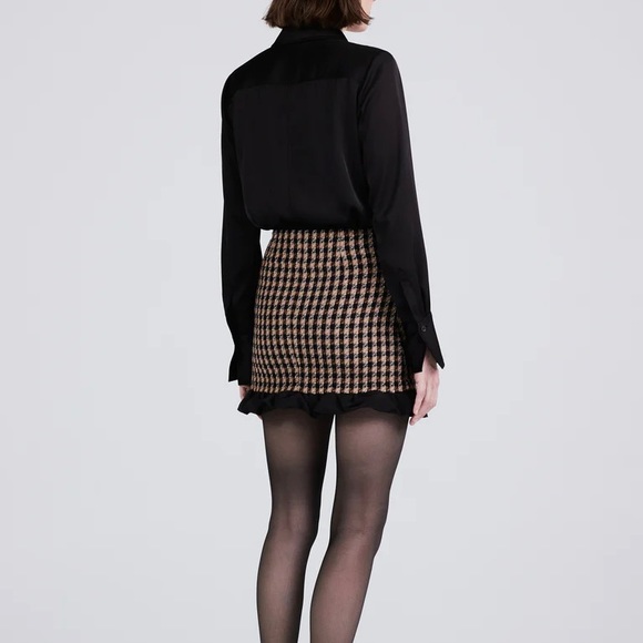 Brand New- Derek Lam 10 Crosby Natia Twisted Ruffle Trim Skirt in Black 🤍 - Picture 3 of 12